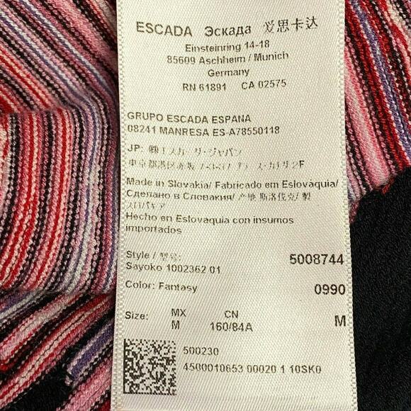 Escada Black Knit Fantasy Multi Color Stripe Bodycon Dress Sz Medium - Picture 6 of 7